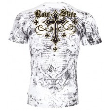 Raw State AFFLICTION Men T-Shirt LIVE FREE Cross Wing